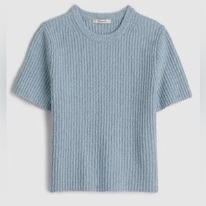 Madewell Light Blue Bouclé-Knit Crewneck Sweater Tee